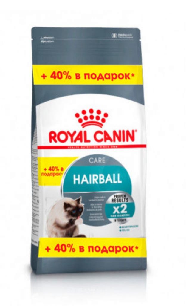 ROYAL CANIN Hairball Care 0,4+0,16кг профилактика образования волосяных  комочков (АКЦИЯ) | ЗООМАГ