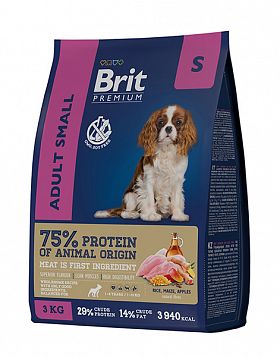 Brit Premium Dog Adult Small сухой корм для взрослых собак мелких пород (КУРИЦА) 