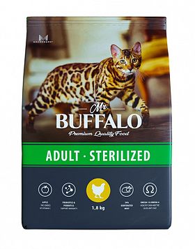 Mr.Buffalo Sterilized  сухой корм для стерилизованных кошек (КУРИЦА) 