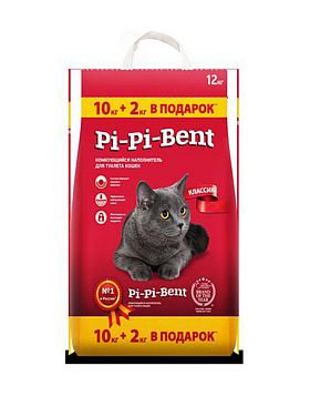 Наполнитель Pi-Pi-Bent Classic комкующийся для кошек + 2 кг в подарок