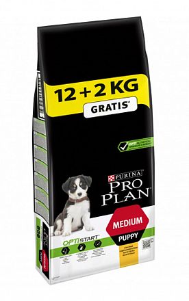 ProPlan Medium Puppy 12+2кг с/к для щенков средних пород (КУРА+РИС)