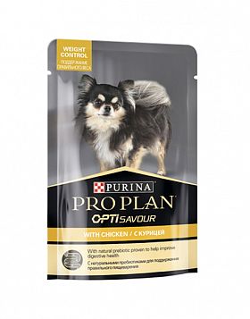 ProPlan Opti Savour Adult пауч для собак склонных к полноте (КУСОЧКИ КУРИЦЫ В СОУСЕ)