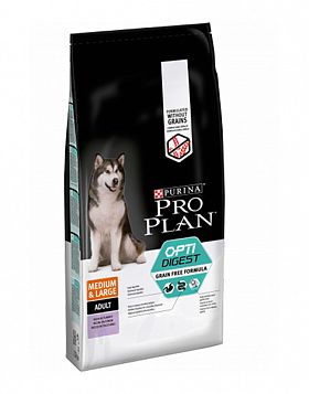 ProPlan Medium Sensitive Digestive GrainFree сухой корм для собак средних пород с чувствительным пищеварением с индейкой