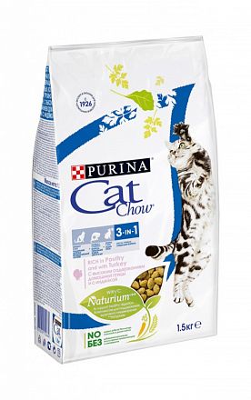 Cat Chow 3 in 1 сухой корм для кошек с формулой тройного действия (ДОМАШНЯЯ ПТИЦА С ИНДЕЙКОЙ)