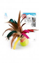 Игрушка для кошек GiGwi Catch&Scratch Мячик с перьями 