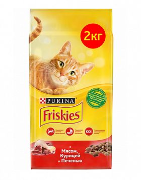 Friskies сухой корм для кошек  (МЯСО, ПЕЧЕНЬ И КУРИЦА)