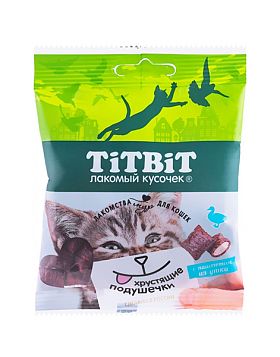 Лакомство для кошек Titbit Хрустящие подушечки с паштетом из утки 