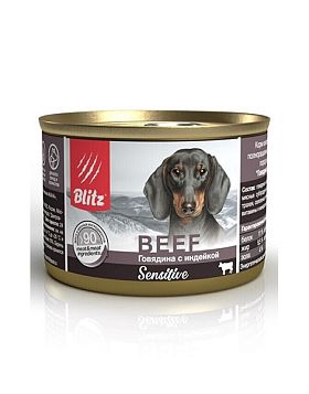 Blitz Sensitive консервы для собак всех пород и возрастов (ГОВЯДИНА-ИНДЕЙКА) 