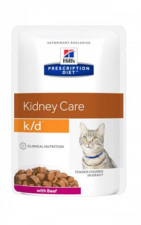 Hill's PD k/d Kidney Care пауч для кошек с заболеваниями почек и сердца (ГОВЯДИНА) 