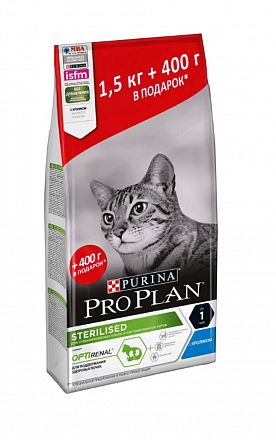 ProPlan Sterilised Cat 1,5+0.4кг в ПОДАРОК с/к для кастрированных и стерилизованных кошек (КРОЛИК)