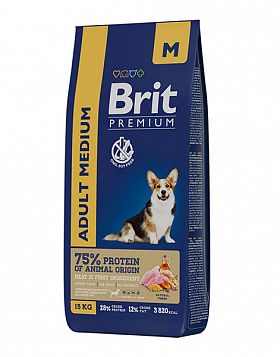 Brit Premium Adult Medium сухой корм для взрослых собак средних пород (КУРИЦА)  