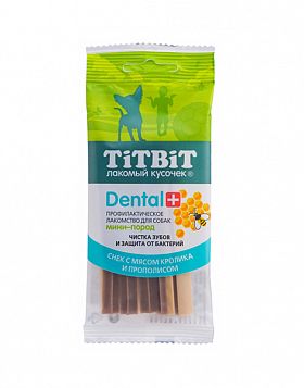 Лакомство для собак Titbit Dental+ Снеки с мясом кролика для мелких пород 