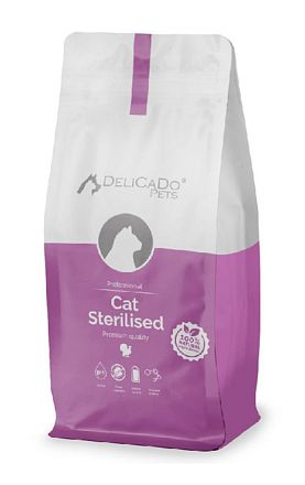 DeliCado Cat Sterilised Turkey сухой корм для стерилизованных кошек и кастрированных котов (ИНДЕЙКА)