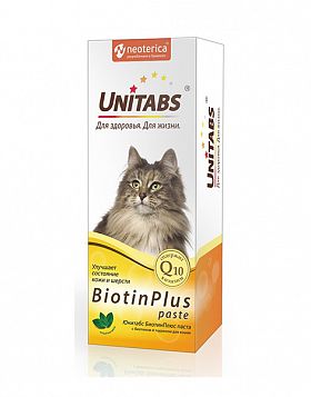 Паста Unitabs BiotinPlus витаминная с биотином и таурином для шерсти кошек