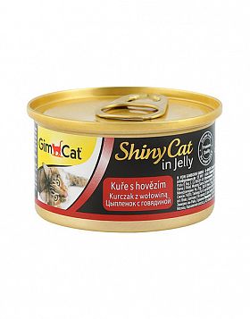  GimCat ShinyCat консервы для кошек (ЦЫПЛЕНОК С ГОВЯДИНОЙ)