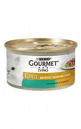 Gourmet Gold консерва для кошек ДВОЙНОЕ УДОВОЛЬСТВИЕ С КРОЛИКОМ И ПЕЧЕНЬЮ 