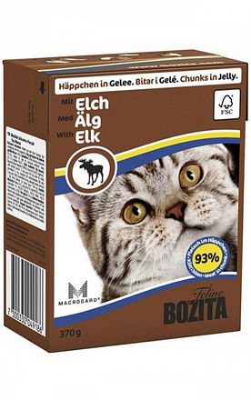 Bozita консервы для кошек (КУСОЧКИ МЯСА ЛОСЯ В ЖЕЛЕ) тетра пак 