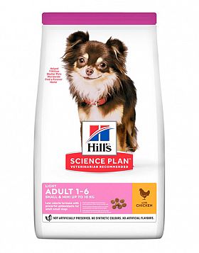 Hill's SP Small&Miniature Adult Light  сухой корм для собак мелких пород склонных к полноте (КУРИЦА) 