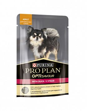 ProPlan Opti Savour Adult пауч для взрослых собак (УТКА В СОУСЕ С ПРЕБИОТИКАМИ)