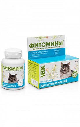 Фитоэлита Фитомины для укрепления зубов и костей кошек 