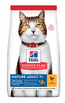 Hill's SP Mature Adult Cat +7  сухой корм для кошек старше 7 лет (КУРА) 
