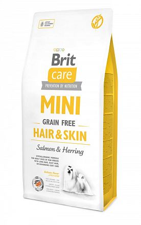 Brit Care Mini Adult Hair & Skin сухой корм  для собак мини-пород для кожи и шерсти (ЛОСОСЬ-СЕЛЕДКА)