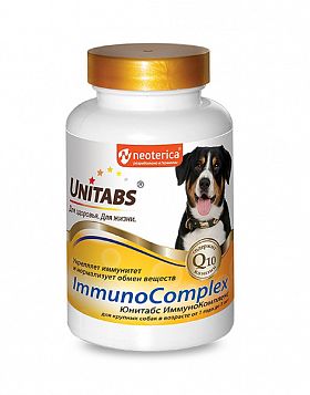 Unitabs ImmunoComplex Q10 витаминная добавка для собак крупных пород для иммунитета и обмена веществ 