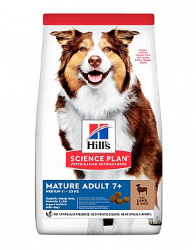 Hill's SP Medium Mature Adult +7 сухой корм для пожилых собак средних пород (ЯГНЕНОК) 