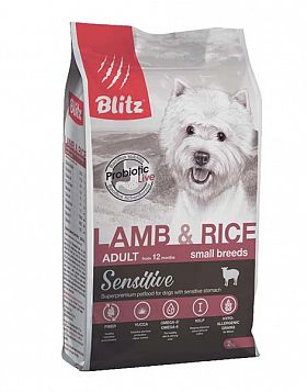 Blitz Sensitive сухой корм для взрослых собак мелких пород (ЯГНЕНОК) 