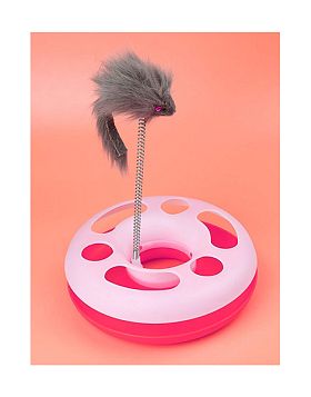 Игрушка для кошек Трек-круг розовый с мышью на пружине ЧК 