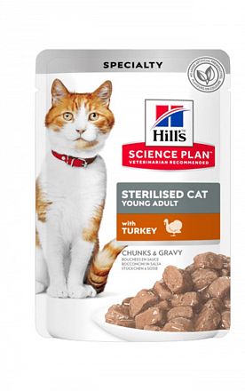 Hill's SP Sterilised Cat  пауч для стерилизованных кошек с 6 мес. до 6 лет (ИНДЕЙКА) 