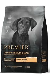 Premier Dog Junior Turkey Medium&Maxi сухой корм для щенков средних и крупных пород из мяса индейки