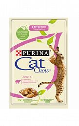 Cat Chow Adult пауч для кошек (ЯГНЕНОК С ЗЕЛЕНОЙ ФАСОЛЬЮ В ЖЕЛЕ)
