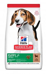 Hill's SP Medium Puppy сухой корм для щенков средних пород (ЯГНЕНОК+РИС) 