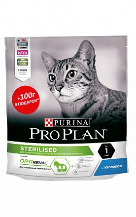 ProPlan Sterilised Cat 0,3+0,1кг сухой корм для кастрированных и стерилизованных кошек (КРОЛИК) АКЦИЯ