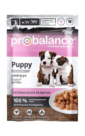 Probalance Puppy Immuno Protection пауч для щенков всех пород (КУРИЦА В СОУСЕ)