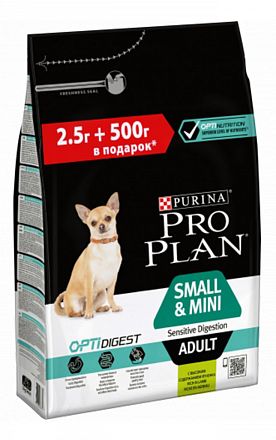 ProPlan Small&Mini Sensitive Digestion 2,5+0,5кг с/к для собак мелких. пород с чувствительным пищеварением (ЯГНЕНОК)