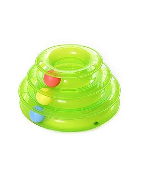 Игрушка для кошек Трёхэтажный трек с мячиками зеленый пластик 