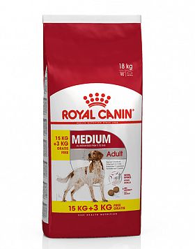 Royal Canin Medium Adult 15+3кг в ПОДАРОК с/к для взрослых собак от 12 месяцев до 7лет