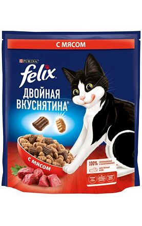 Felix сухой корм для кошек ДВОЙНАЯ ВКУСНЯТИНА С МЯСОМ