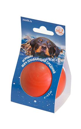 Игрушка для собак Зооник Мяч плавающий средний пластикат, красный 