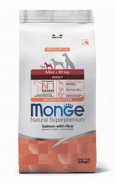 Monge Dog Speciality Mini сухой корм для взрослых собак мелких пород (ЛОСОСЬ + РИС) Италия