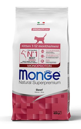 Monge Cat Monoprotein Sterilised Beef сухой корм для котят (ГОВЯДИНА) Италия