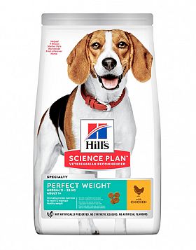 Hill's SP Medium Perfect Weight Adult  сухой корм для контроля веса собак средних пород (КУРИЦА) 