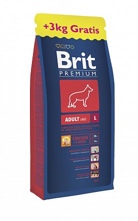 Brit Premium by Nature Dog Adult L, АКЦИЯ 15 + 3 кг в ПОДАРОК сухой корм для взрослых собак крупных пород