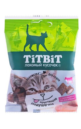 Лакомство для кошек Titbit Хрустящие подушечки с паштетом из говядины 