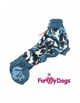 Комбинезон-дождевик ForMyDogs синий камуфляж для мальчиков (ТМ1) 