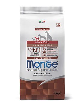 Monge Junior Mini Monoprotein сухой корм для щенков мелких пород (ЯГНЕНОК-РИС) Италия