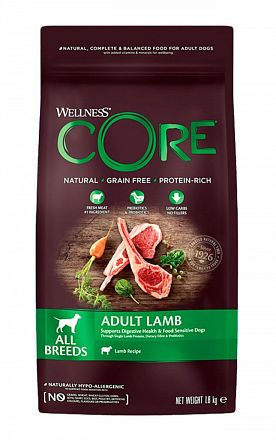 Wellness CORE All Breeds Adult Lamb сухой корм для взрослых собак всех пород (ЯГНЕНОК-ЯБЛОКО)