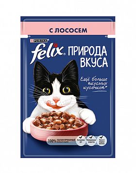Felix пауч для кошек природа вкуса КУСОЧКИ В СОУСЕ С ЛОСОСЕМ